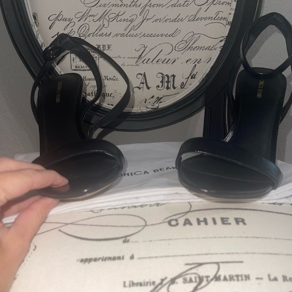 Veronica Beard Black Darcelle Ankle Strap Sandal Heeled Stiletto Leather Sz 10 - Picture 4 of 8